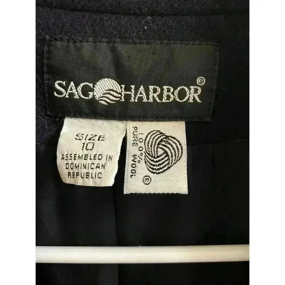 Sag Harbor Size 10 Navy Wool Blazer Single Breasted Metal Crest Button Classic - Picture 2 of 12